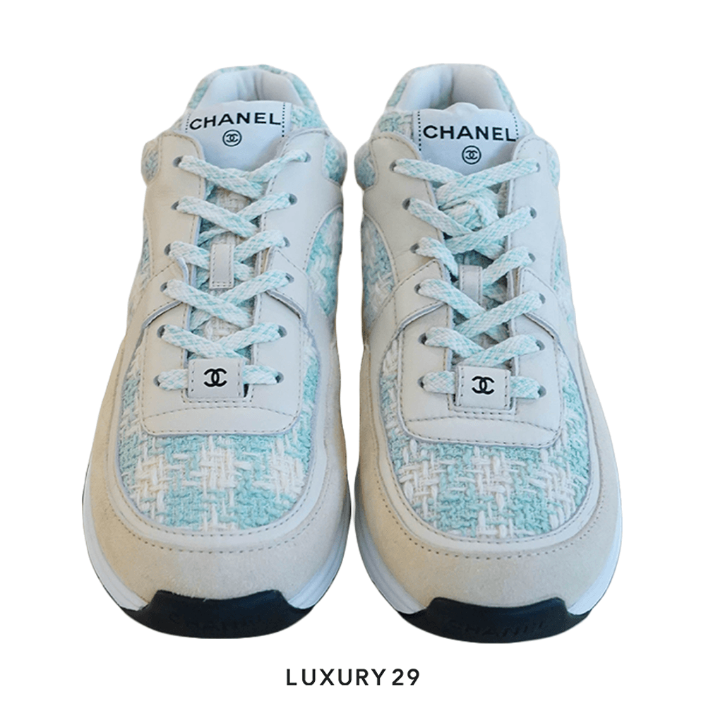 Chanel Trainers Coton Tweed, Suede Calfskin & Calfskin Green & Ecru(41, Green)