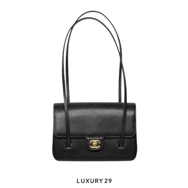Chanel 26 Small Preppy Coco Flap bag Grained Shiny Calfskin & Gold-Tone Metal Black
