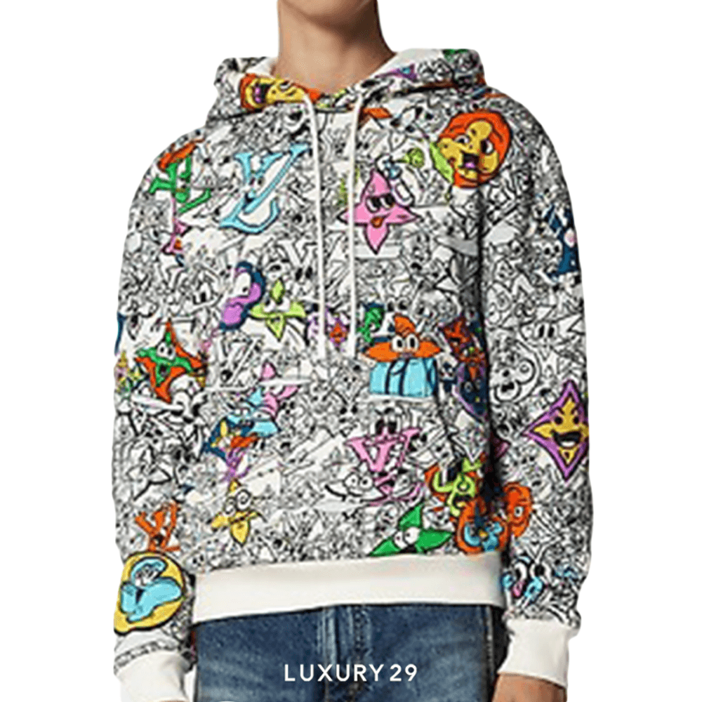 Louis Vuitton LV Monogram Comics Hoodie(4XL, White)