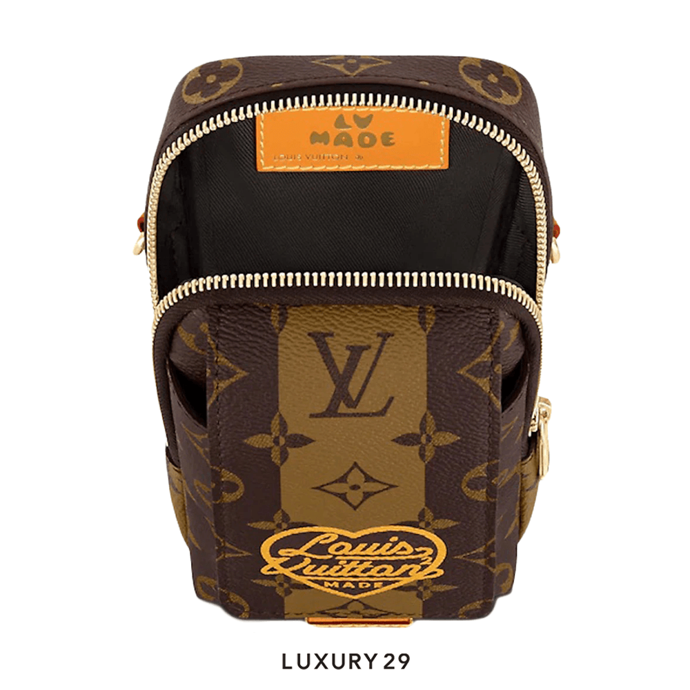 Louis Vuitton ダブル フォンポーチ_Monogram Louis Vuitton Virgil Abloh NIGO Brown Monogram Striped