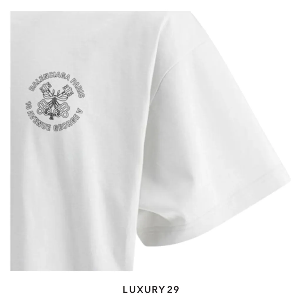 Balenciaga SS25 White Logo Short Sleeve Crewneck T-Shirt White(L, White)