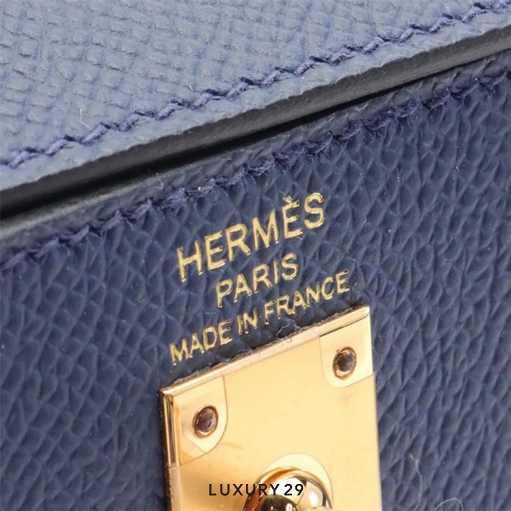 Hermes Sac kelly II Sellier 25 VEAU EPSOM S4 DEEP BLUE(Small, Blue)