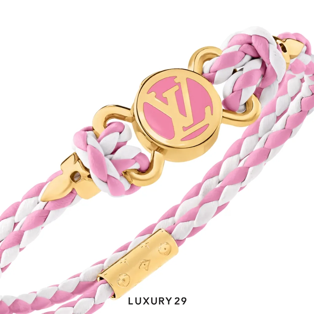 Louis Vuitton LV Clic It Bracelet Pink/White leather(Small, Pink)