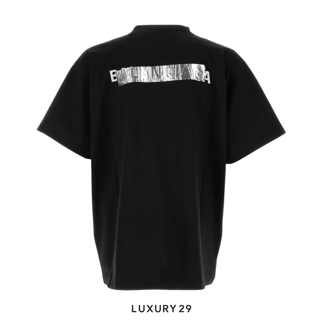 Balenciaga Tape Logo Oversized T-Shirt Black(S, Black)