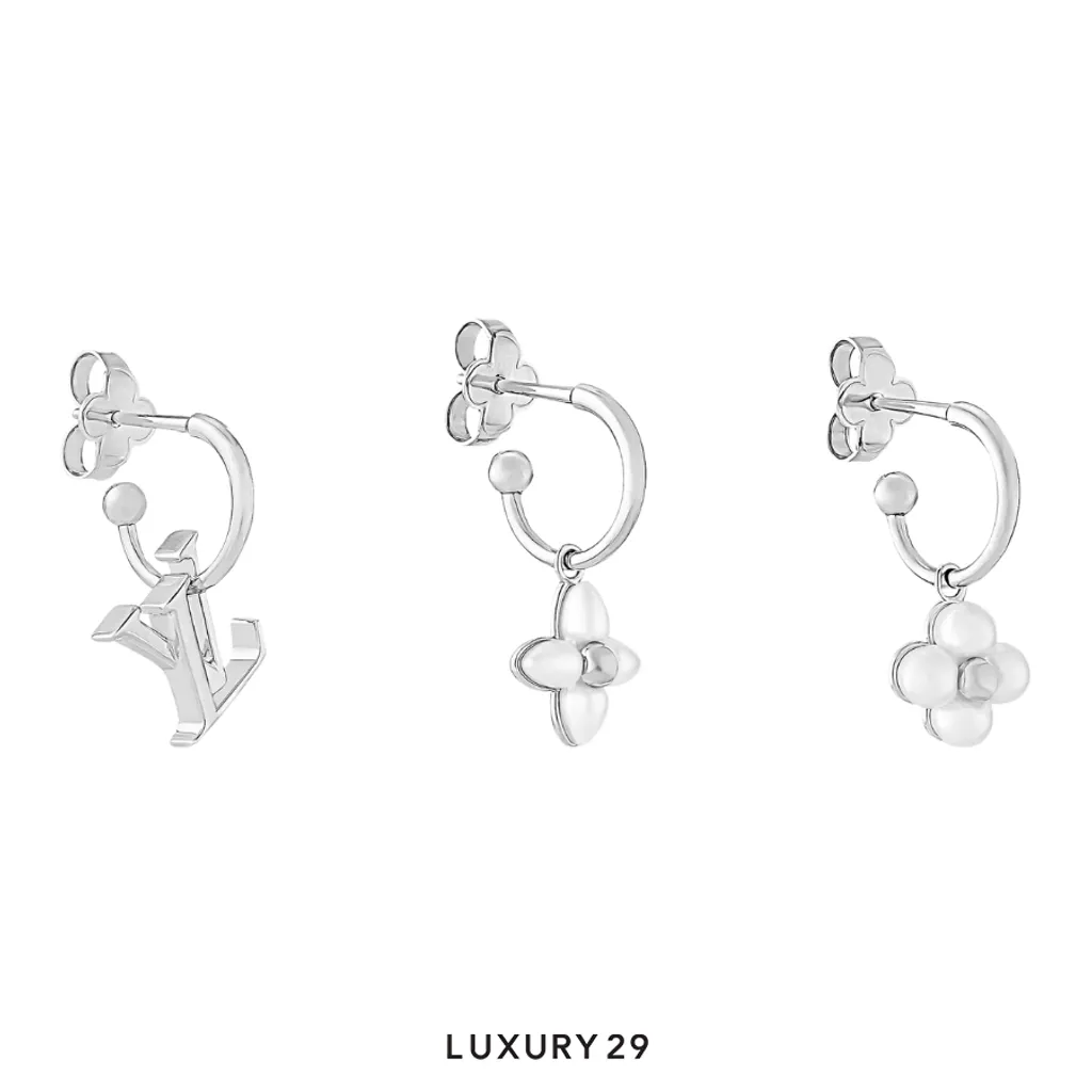 Louis Vuitton LV Floragram Earrings Silver(Free Size, Silver)