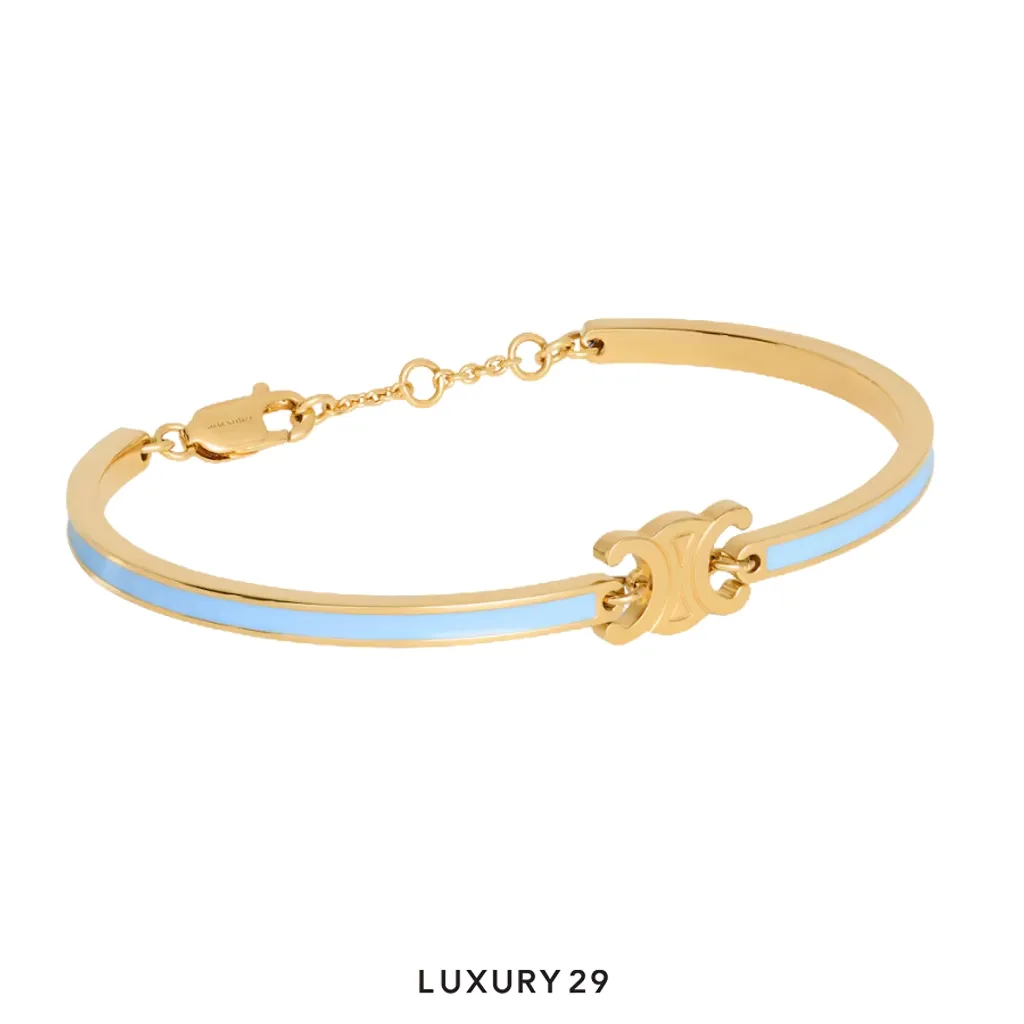 Celine Triomphe Articulated bracelet Light blue/Gold(Free Size, Blue)