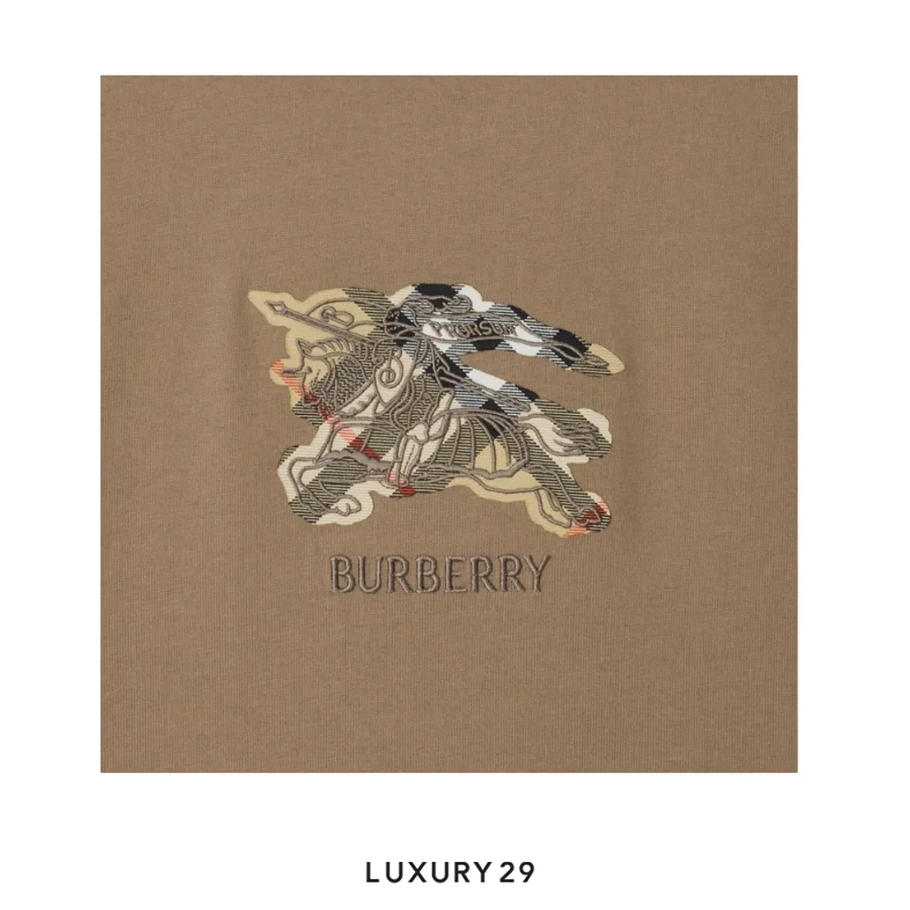 Burberry EKD Check Cotton T-shirt Clay Brown(S, Brown)