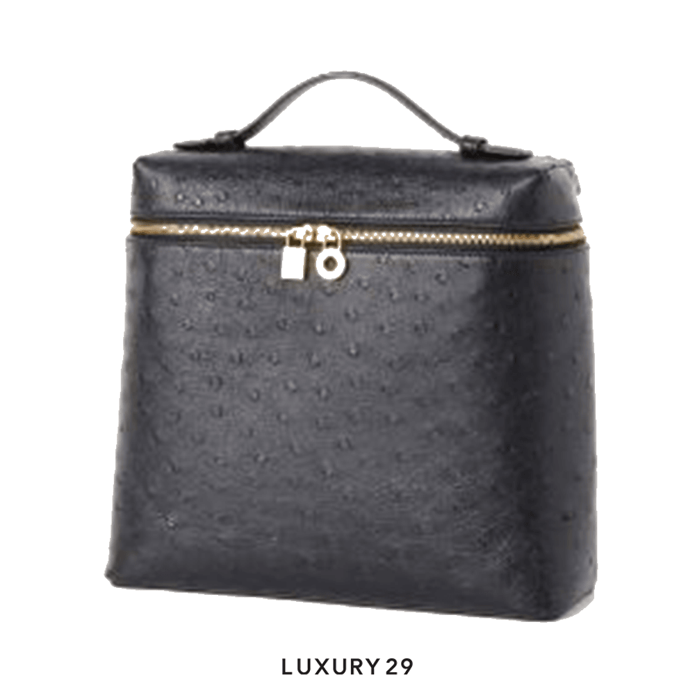 Loro Piana Extra Pocket Backpack in Ostrich Leather(Medium, Black)