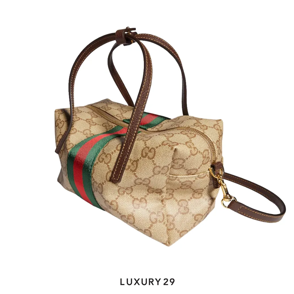 Gucci Mini boston bag with Web Brown(Mini, Brown)