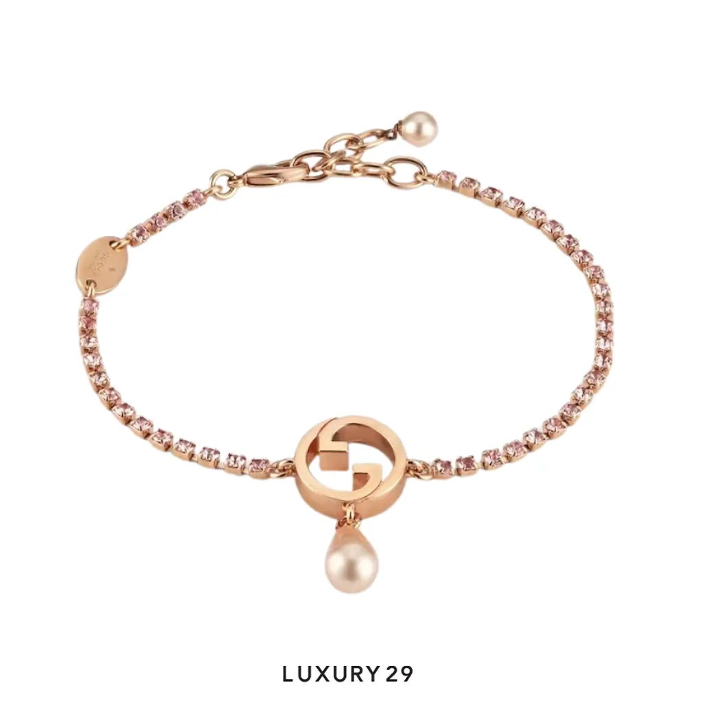 Gucci Blondie crystal bracelet Rose Gold(Free Size, Pink)
