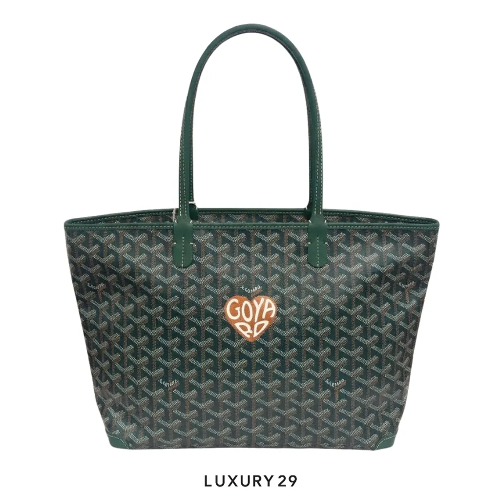 Goyard Artois PM Bag Green Hand-Painted Heart Gold(Small, Green)