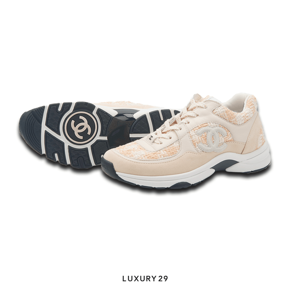 Chanel Trainers Coton Tweed, Suede Calfskin & Calfskin Orange & Ecru(41, Orange)