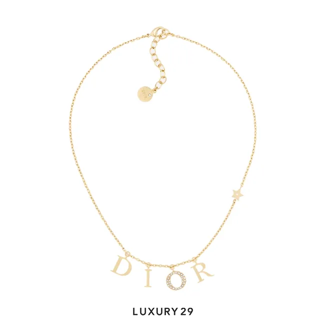Dior evolution Necklace Gold-Finish Metal and White Crystals