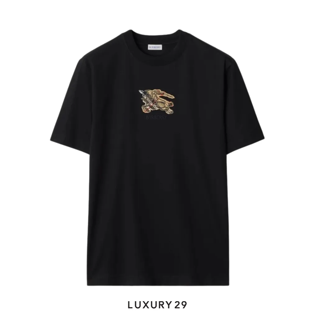 Burberry EKD Check Cotton T-shirt Black(S, Black)