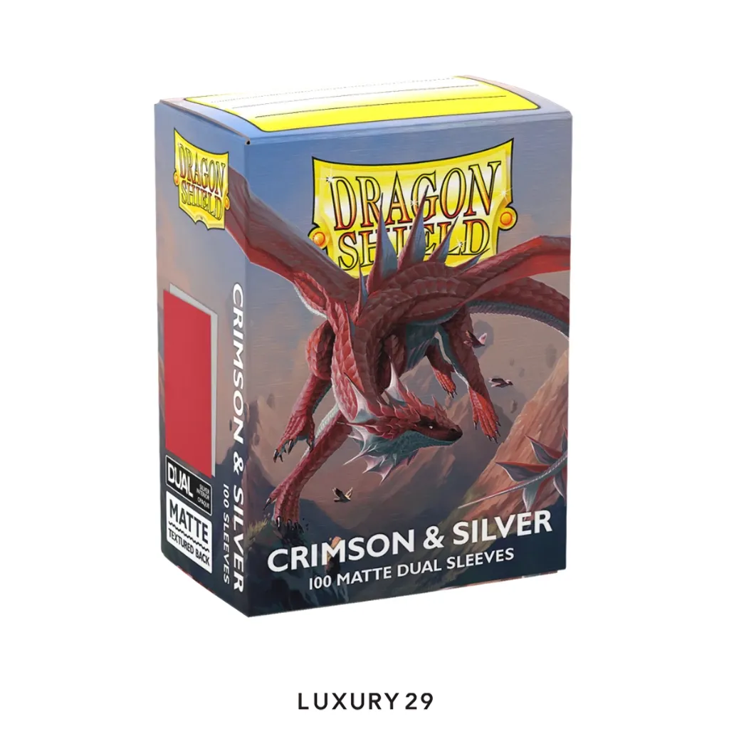 Dragon Shield Crimson & Silver - Matte Dual Sleeves(Small, Red)