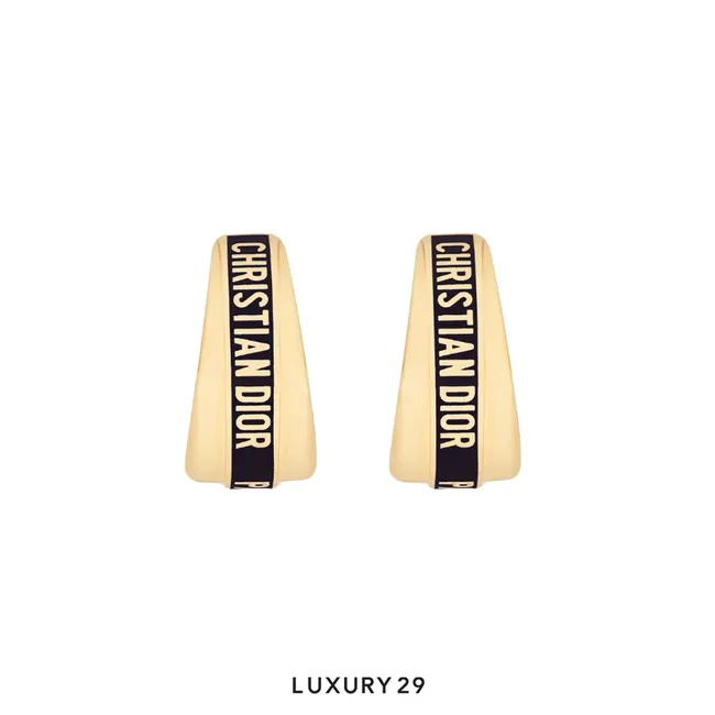 Dior Code Earrings Gold-Finish Metal and Black Lacquer