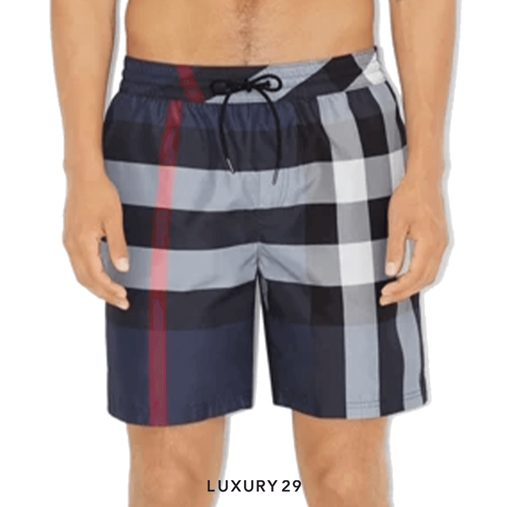 Burberry Check Swim Shorts Carbon blue(S, Blue)