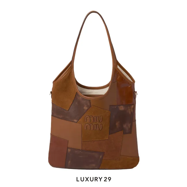 Miu Miu IVY Leather Patchwork Bag Cognac