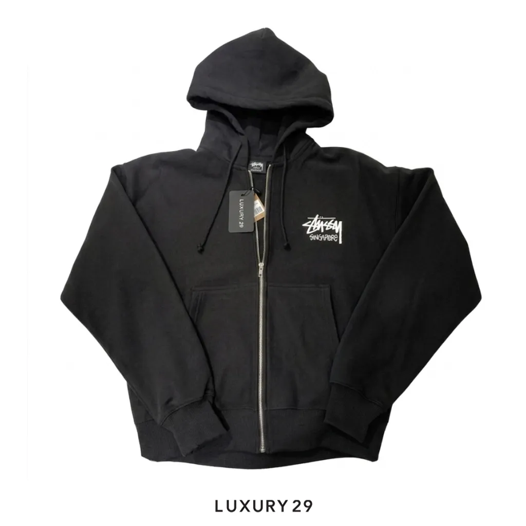 STUSSY Stock Singapore Zip Hoodie Black(S, Black)