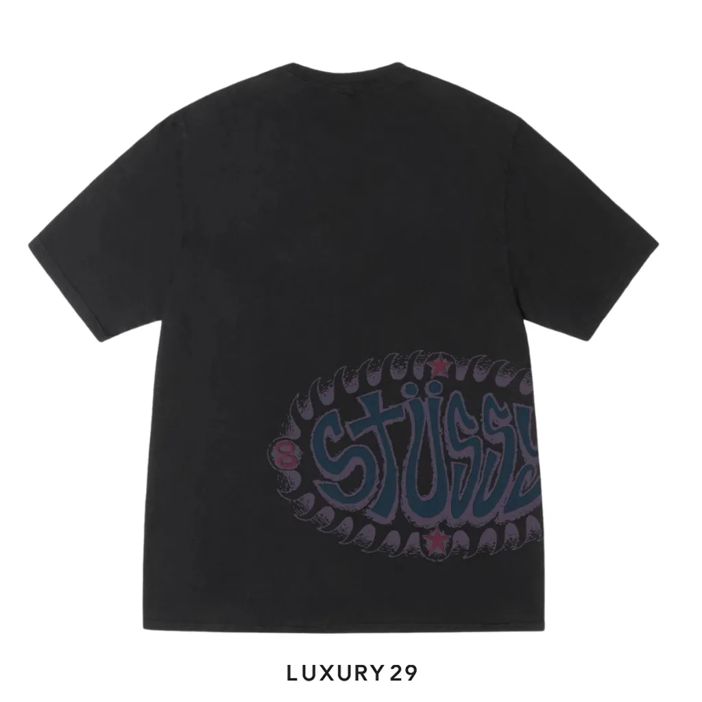 STUSSY WAVE OVAL TEE PIGMENT DYED BLACK