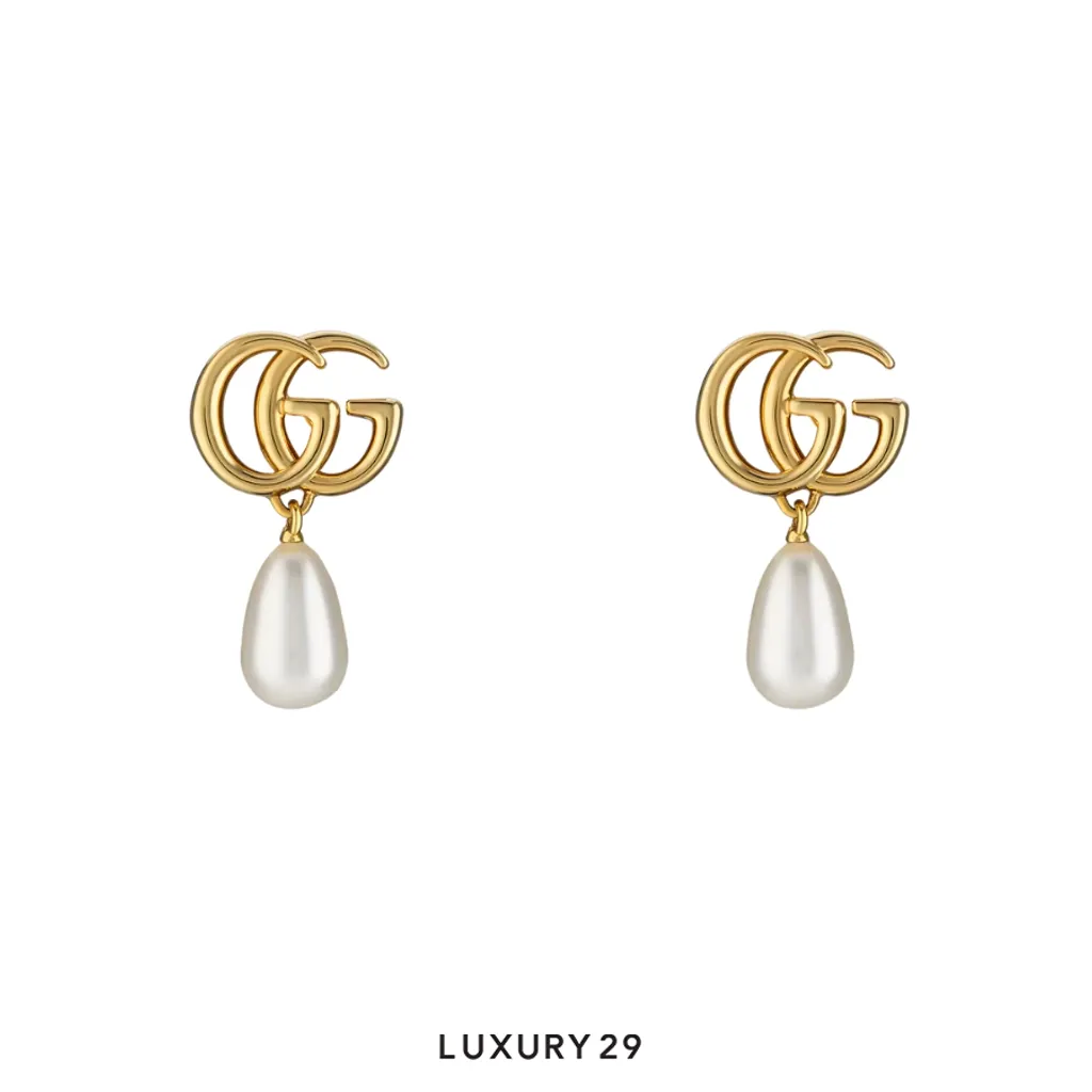 Gucci GG Marmont pearl drop earrings(Free Size, Gold)