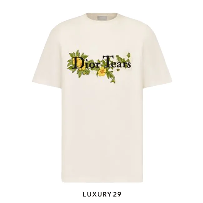 Dior Relaxed-Fit TEARS T-Shirt White Slub Cotton Jersey