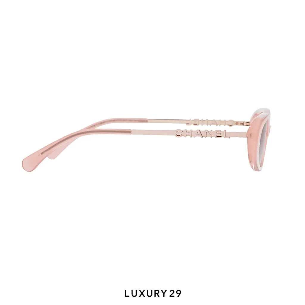 Chanel Oval Sunglasses Acetate & Metal, Pink Lenses: Beige(Free Size, Pink)
