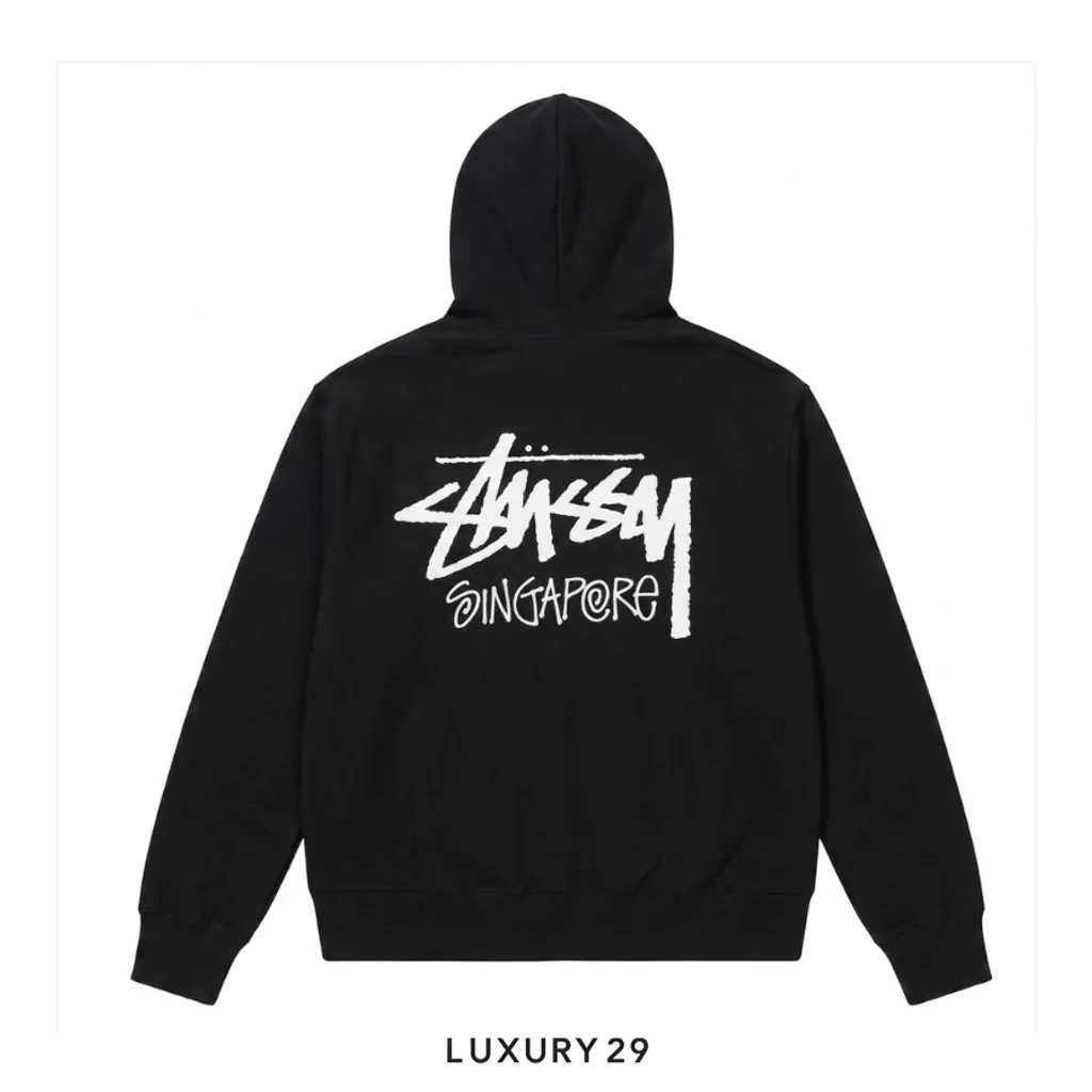 STUSSY Stock Singapore Zip Hoodie Black(S, Black)