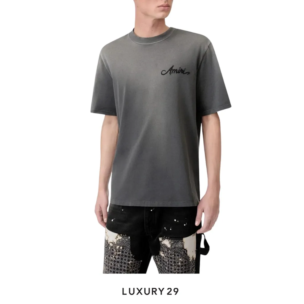 AMIRI Bleach Bandana Patch Tee Black(XS, Black)