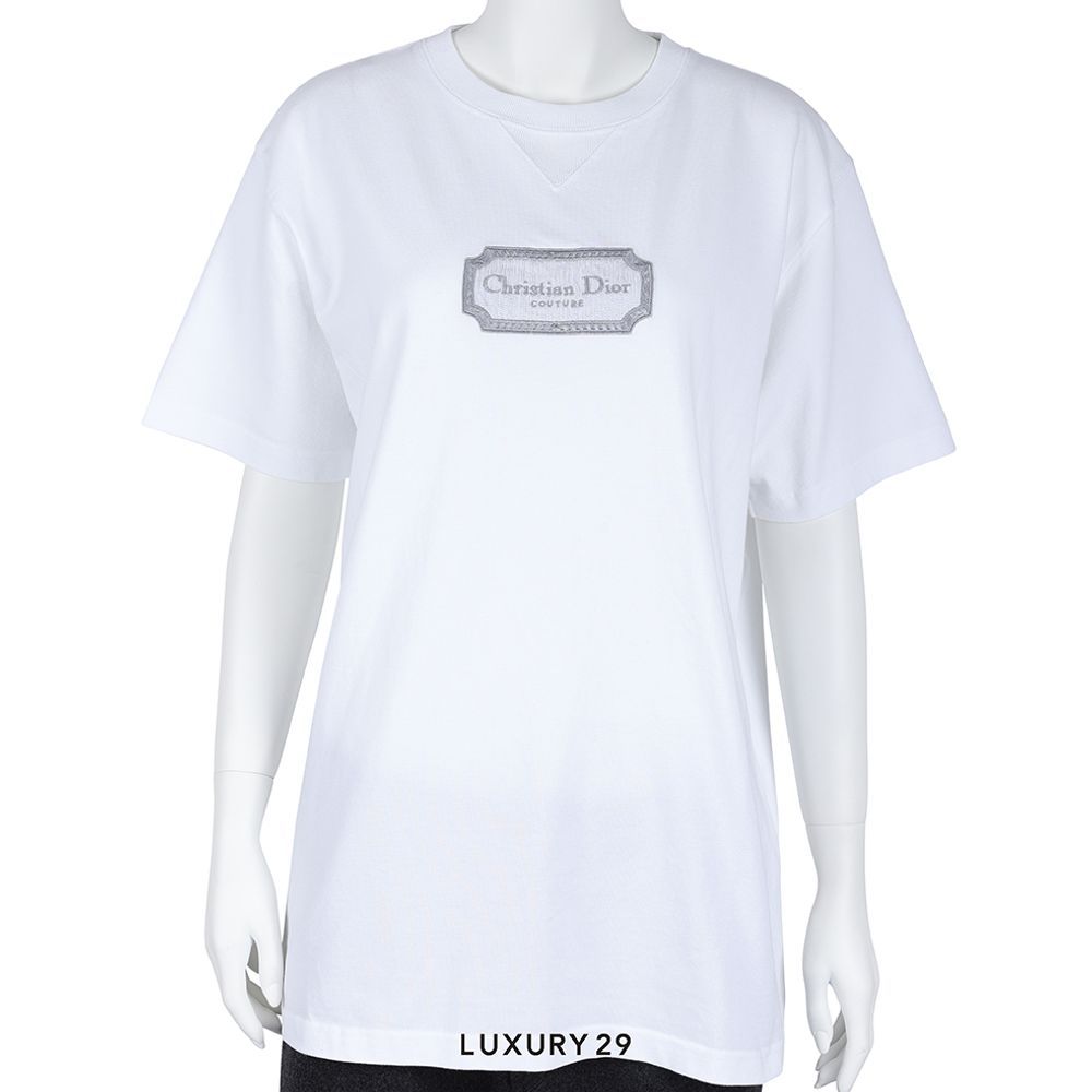 Dior Couture Relaxed-Fit T-Shirt White Cotton Jersey(L, White)