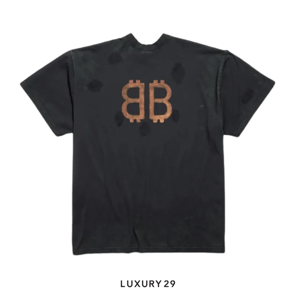 Balenciaga-Paris Moon Double Front T-shirt Oversized Black(One Size, Black)