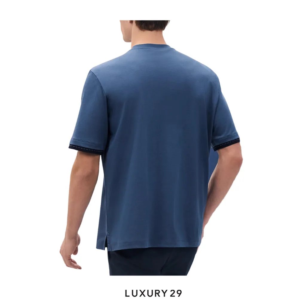 Hermes "Piqures sellier" t-shirt Bleu turquin(L, Blue)