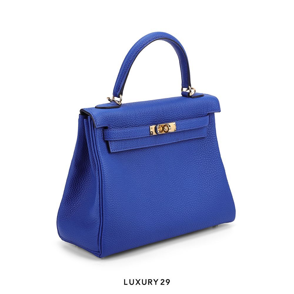 Hermes Kelly Retourne 25 Bleu Royal Verso Togo Gold Hardware / U Stamp(Small, Blue)