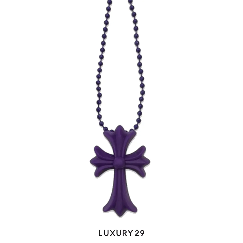 CHROME HEARTS SILICONE CROSS NECKLACE PURPLE