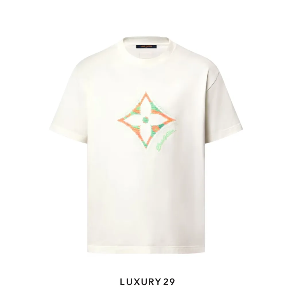 LOUIS VUITTON LV Monogram Flower 3D Gradient Print T-Shirt Milk White(S, White)
