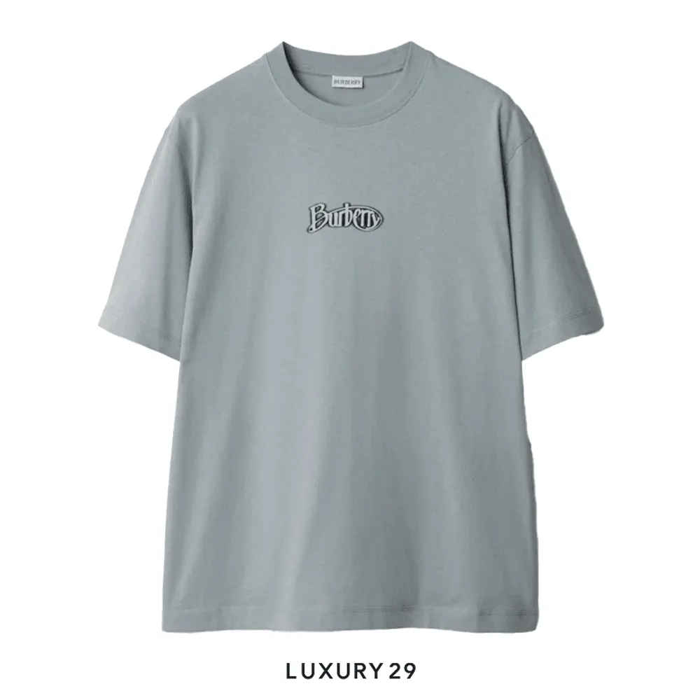 Burberry Logo Cotton T-shirt New in Gale(M, Grey)