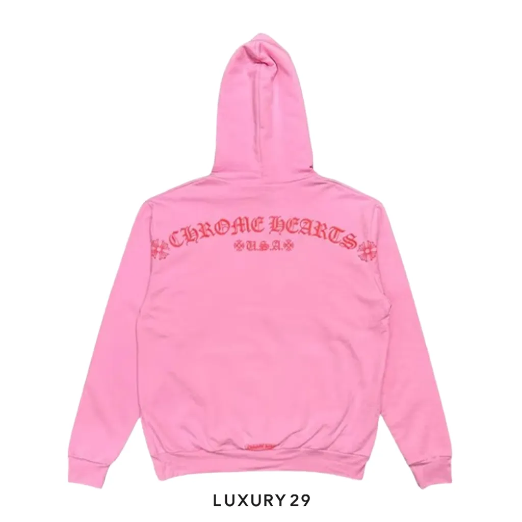 Chrome Hearts Red Logo Hoodie Pink