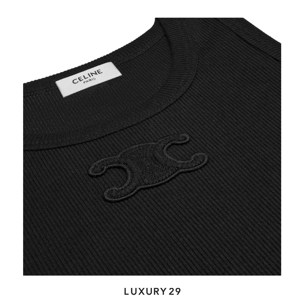 Celine triomphe tank top IN ribbed cotton Tank Top Black(M, Black)