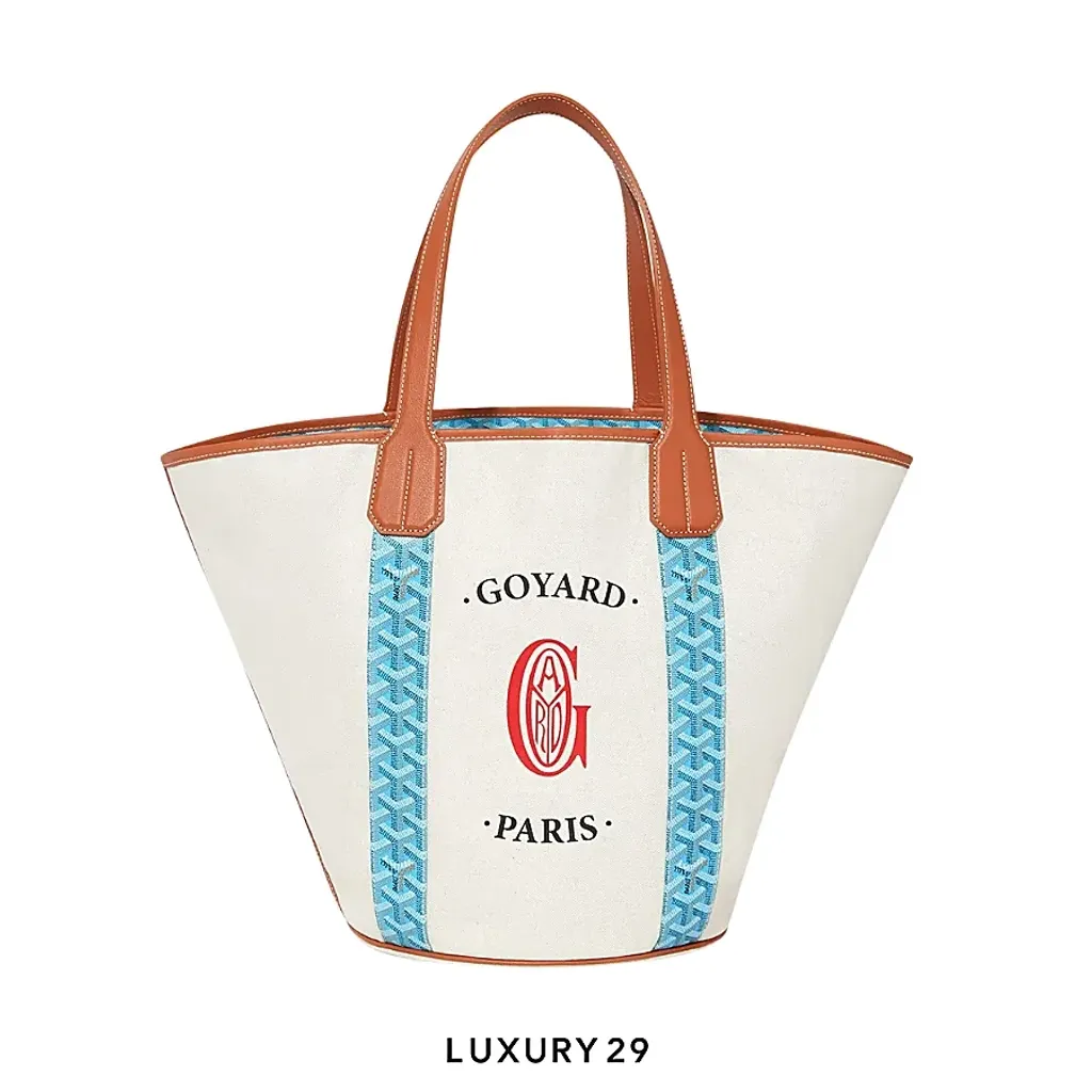 Goyard Belharra Bag Turquoise & Tan With Croc Universel Tan(Small, White)