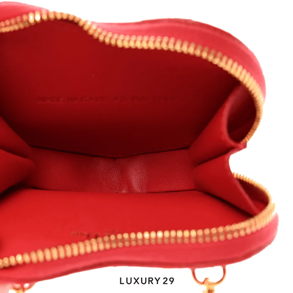 Dior Dioramour Dior Caro Heart Pouch with Chain Red Cannage Calfskin with Heart Motif(Mini, Red)