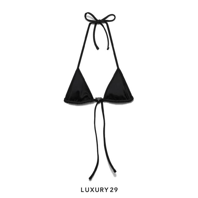 Prada Interlock fabric triangle bikini top Black