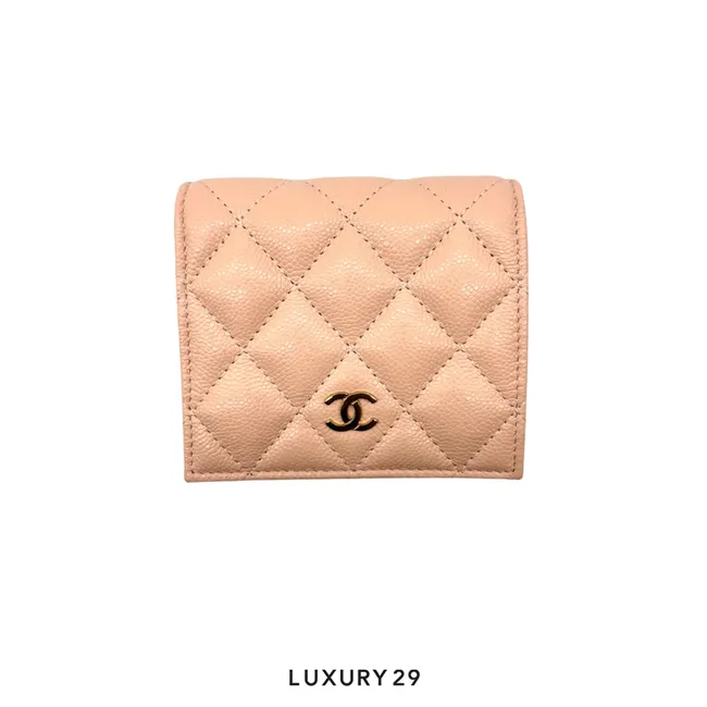 Chanel Classic Caviar Snapback Wallet Gold Plated