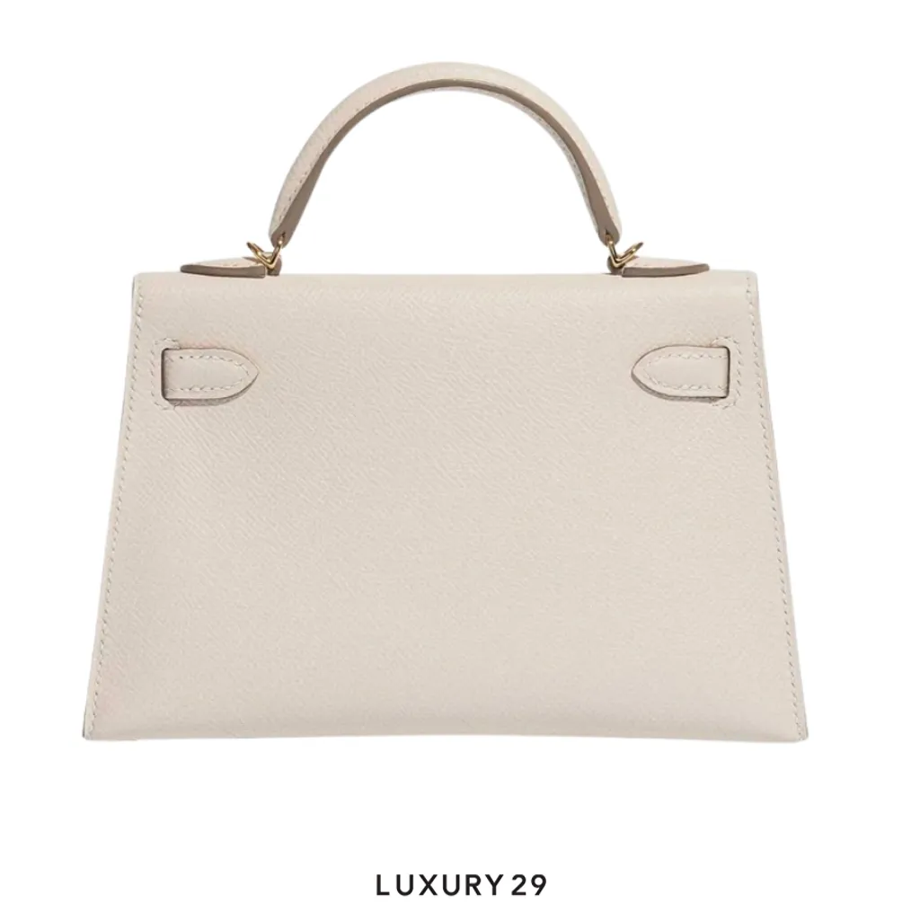 Hermes SAC Mini Kelly II Sellier Epsom Craie Gold hardware K Stamp(Mini, White)
