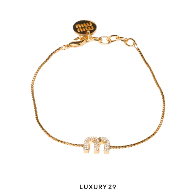 Miu Miu Metal bracelet with crystals Gold