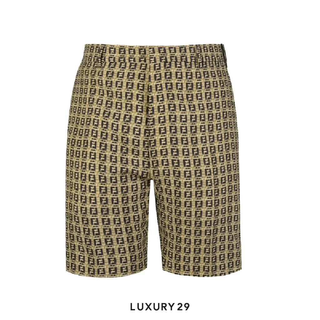 Fendi Monogram Shorts Gold(54, Gold)
