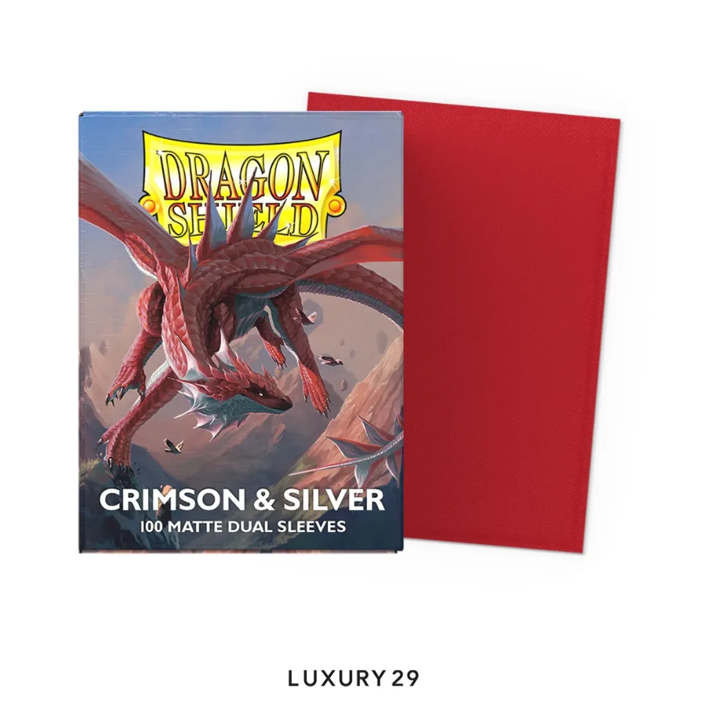 Dragon Shield Crimson & Silver - Matte Dual Sleeves(Small, Red)
