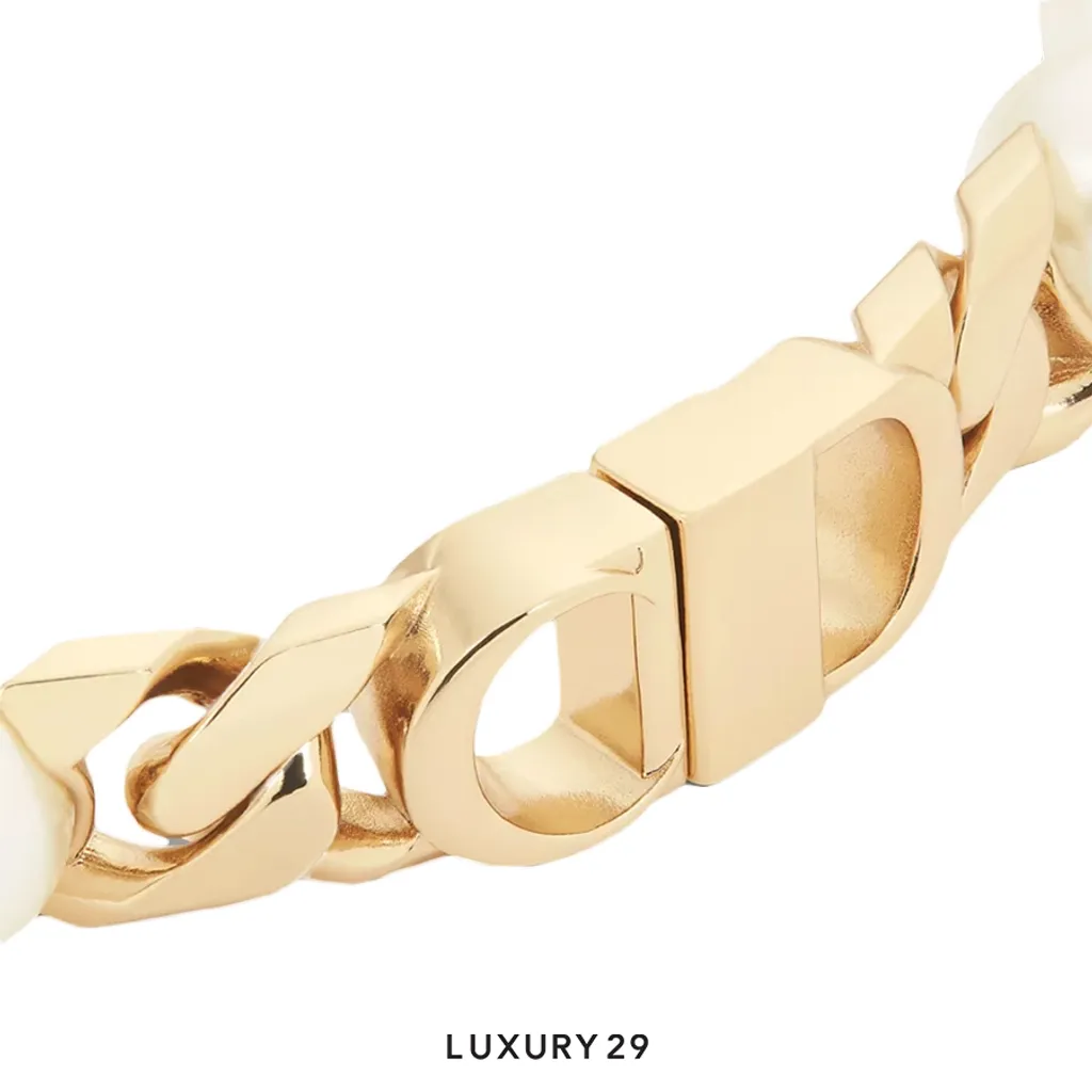 Dior CD Pearls Bracelet White Crystal Pearls and Gold-Finish Brass(Small, White)