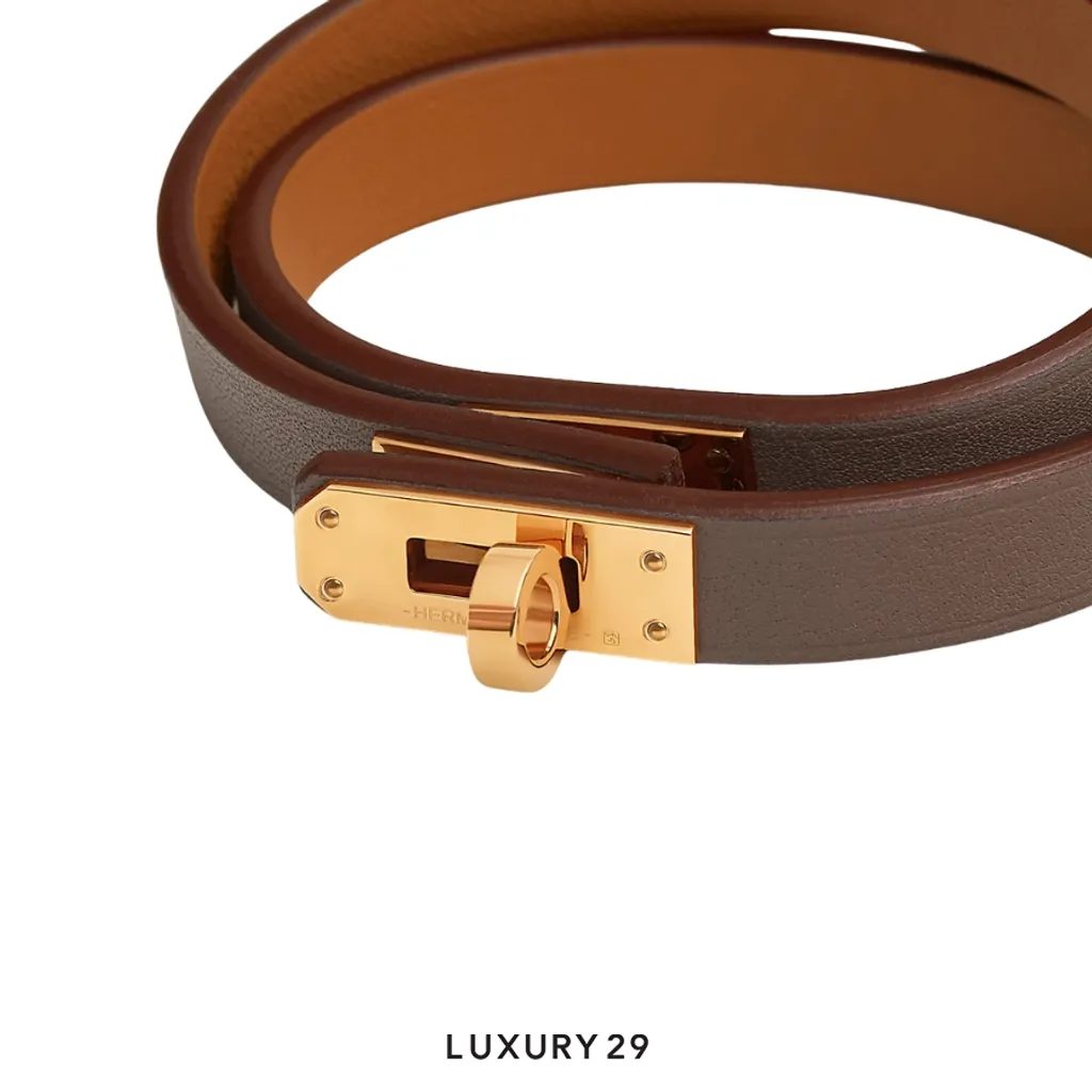 Hermes Mini Kelly Double Tour bracelet Etoupe(Small, Brown)