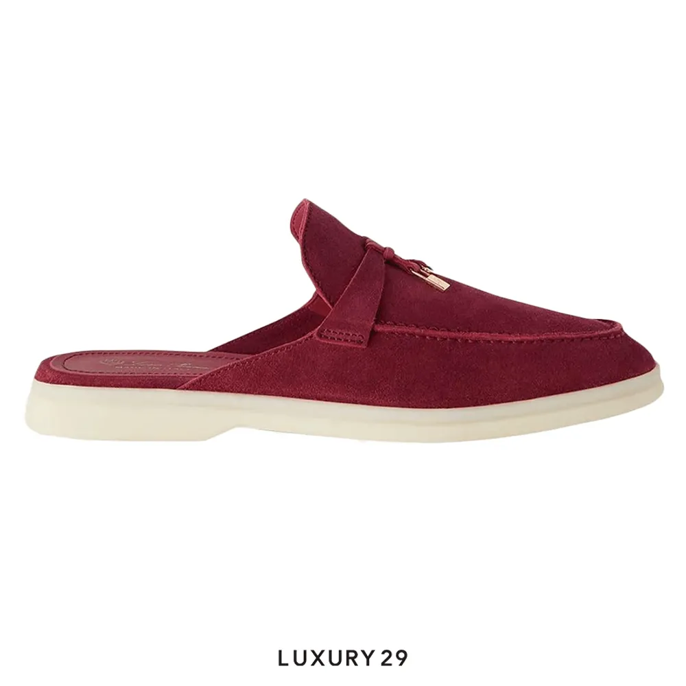 Loro Piana Babouche Charms Walk Loafers Suede Goatskin Bright Amaranth(37, Red)