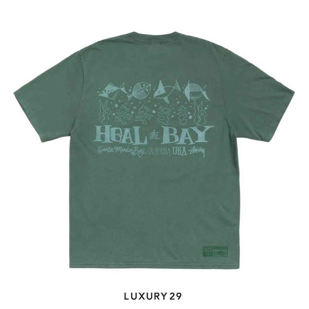 Stussy HEAL THE BAY 40 TEE PIGMENT DYED Green(S, Green)
